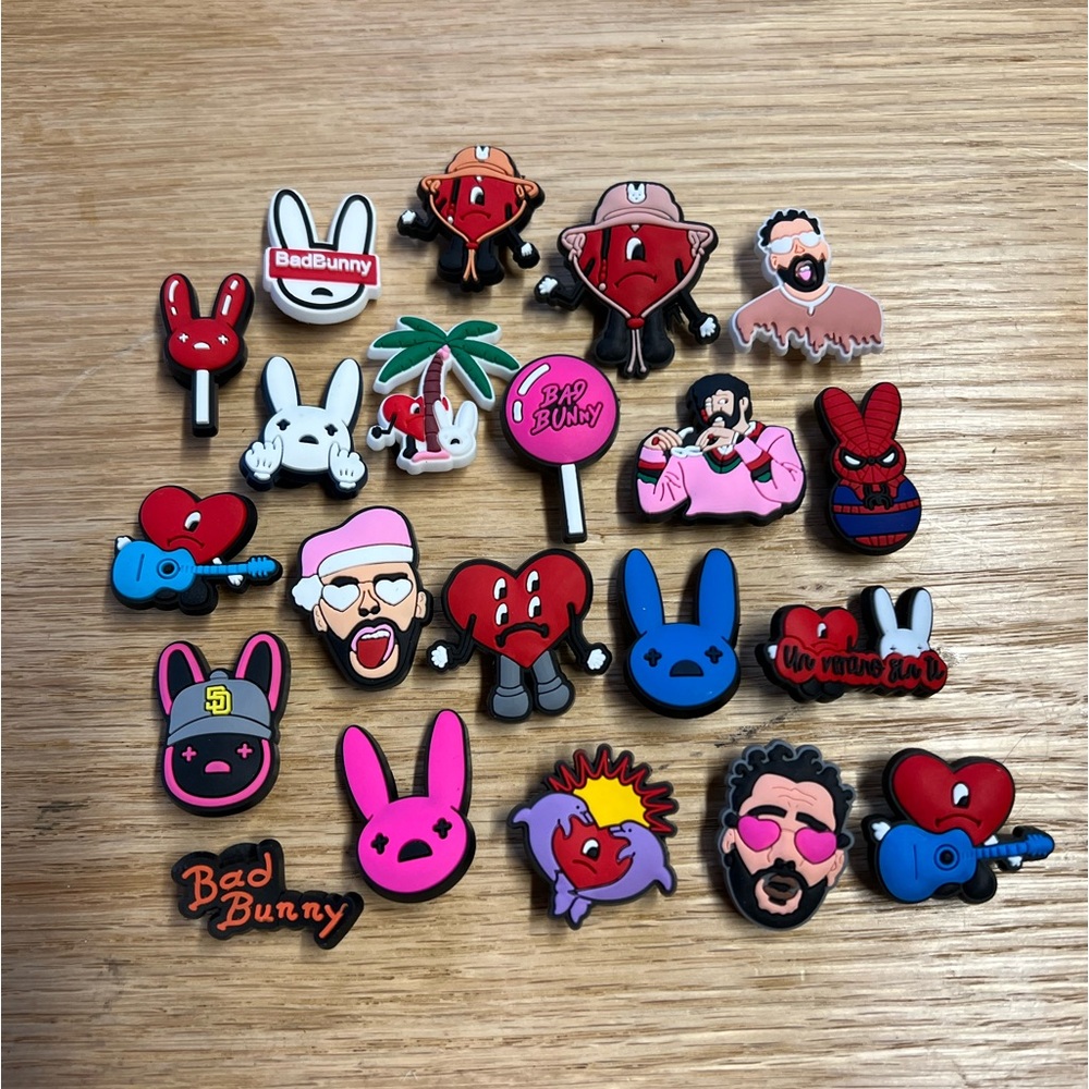 21 Bad Bunny Croc Charms assortment